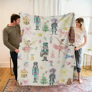 Christmas Nutcracker Ballet Plush Blanket, Soft Flannel All-Season Comfort Throw, Festive Soldier & Dancer Patterns, Home Decor Gift