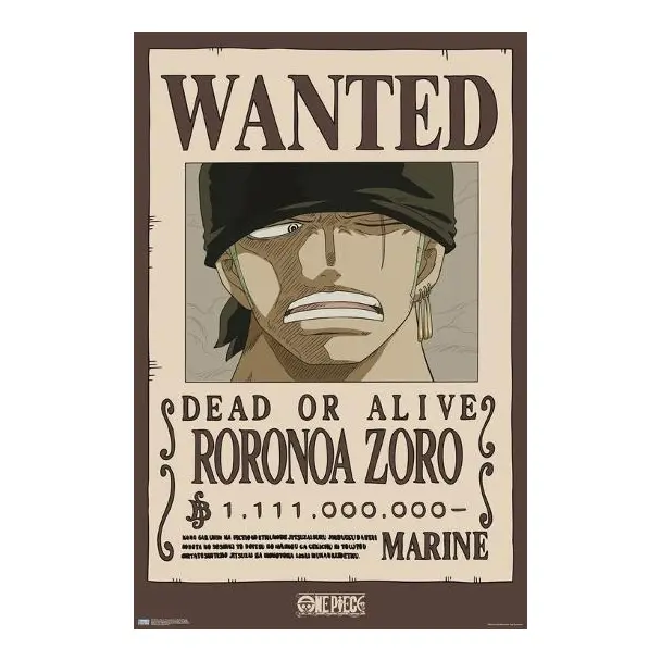 (Poster) 0ne Pie C   E Poster, Roronoa Zoro Wanted Poster.Anime Wall Art Poster, Gift For Fans