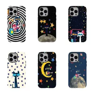 Pete the Cat Cosmic Starry Night Rubber Smartphone Case - Compatible with iPhone 17 Pro Max,16,15,14,13,12,11 & Samsung S21,S22,S23,S24,S25 - Wireless-Friendly Cellphone Accessory, Handheld Device Cover, Ideal Gift