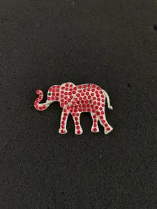 Adorable and shiny silver elephant animal alloy Greek sorority brooch pin accessory jewelry, with red rhinestone inlaid design, perfect as a gift for weddings, parties, or as a casual wear decoration, Jewellery