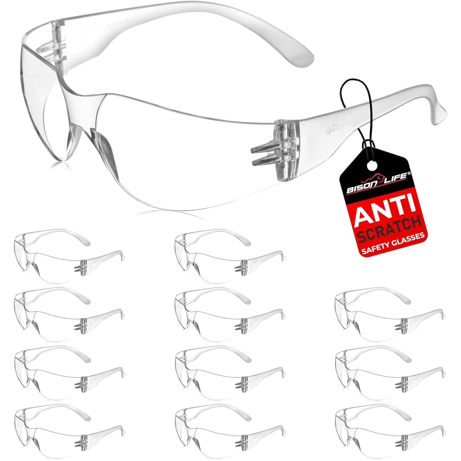 ANSI Z87.1 Impact-Resistant Polycarbonate Safety Glasses - Scratch-Resistant Wrap-Around Eyewear, 1 Size Pair for School, Construction, Dental, Medical Use (Tools & Hardware Welding Accessories)