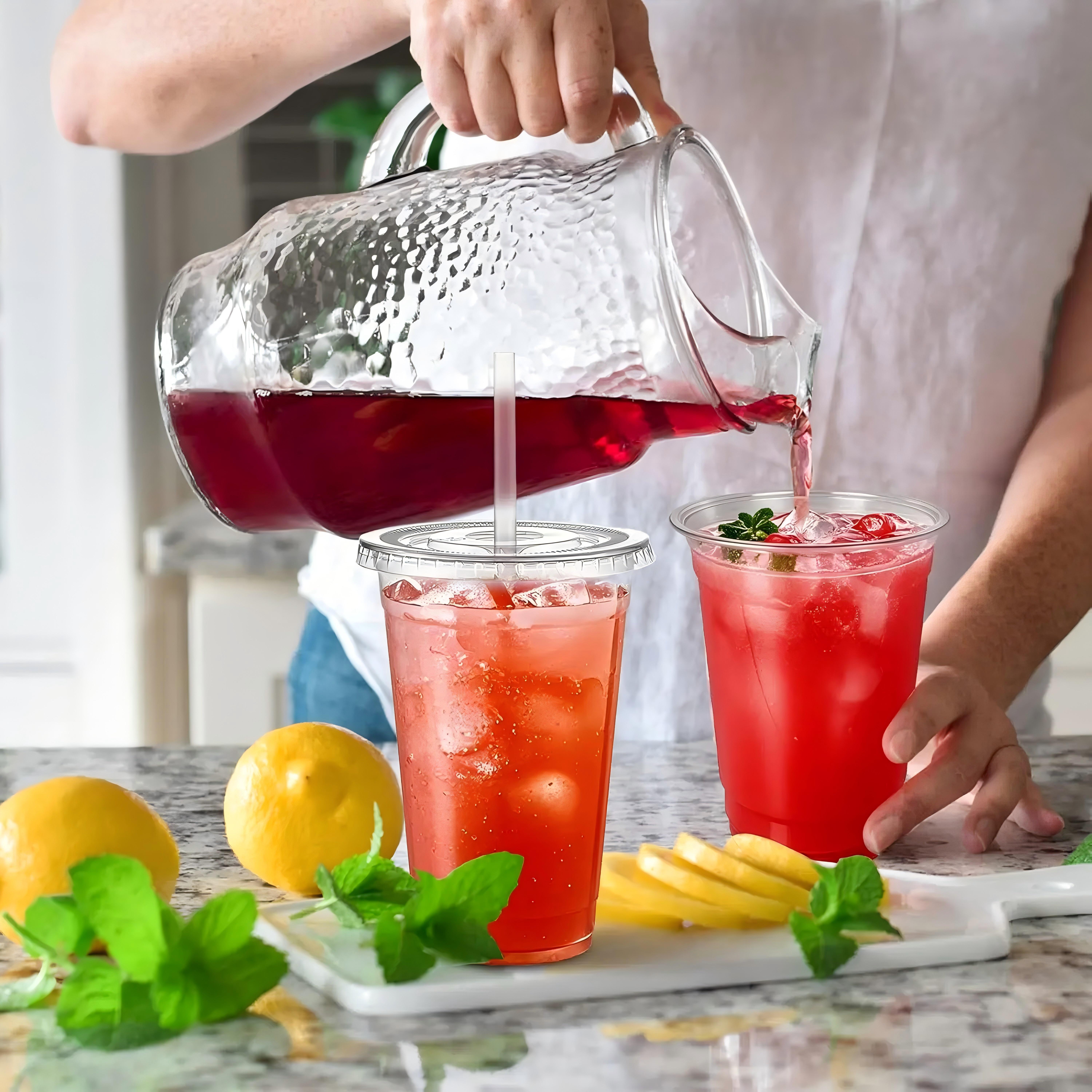 50 Pack 24 oz Clear Plastic Cups with Lids and Straws, Disposable PET Cups for Iced Coffee, Smoothie, Boba Tea, Leak-proof & BPA Free