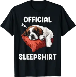 Official Saint Bernard Sleepshirt Cute Dog Lover Sleepwear T-Shirt - Matthewmatt Shop 72B0DYKTLHQV