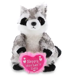 DOLLIBU Plush Raccoon Heart Stuffed Toy - Super Soft Polyester Material, Embroidered Design - Ideal Mother's Day Gift, Embroidery
