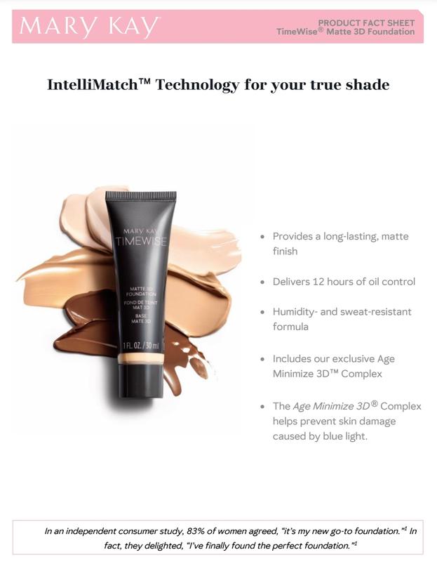 Timewise Matte 3D Foundation - Long Lasting Liquid for Perfect Coverage - Makeup - Powder Concealer Cosmetic