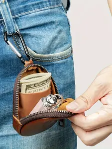 Light Luxury Retro Leather Key Zero Wallet, Full Grain Top Layer Cowhide, Men'S And Women'S Multi-Functional Card Bag Storage Bag, Business Commuting Card Bag Storage, Zipper Card Holder