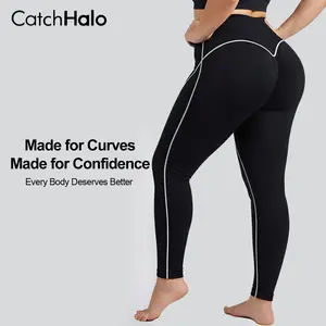 CatchHalo UltraSculpt Seamless Yoga & Workout Leggings with Vertical Contour Lines - High-Waist Sculpt Scrunch Pants for Multi-Sport Activities