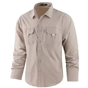 Men's Sun Protection Fishing Shirts Long Sleeve Travel Work Shirts for Men UPF50+ Button Down Shirts with Zipper Pockets Waterproof