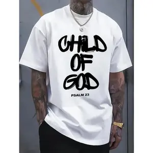 Retro Inspirational Quote Knit Cotton T-Shirt, Casual Crew Neck Short Sleeve Tee, Breathable All-Season Fashion Top for Men