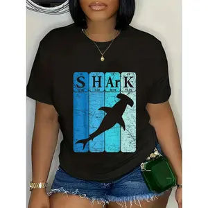 100% Cotton Hammerhead Shark Periodic Table Elements Retro Shark T-Shirt