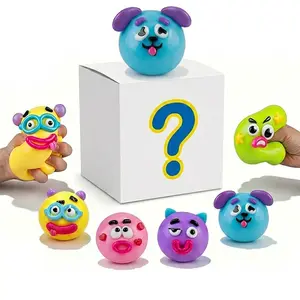 Blind box style DIY Niqu Creative Dog Face Transformation Slow Rebound Stress Relief Ball TPR Soft Rubber Venting Toy Children and Adult Stress Relief Gadget, Soft, Cute, Squeezable Desktop Decoration Gift