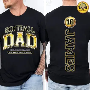 Customized Softball Dad, Father Daughter Gift, Custom Softball Kids Name And Number, Funny, Father's Day Gift 