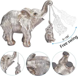 (SPECIAL PROMOTION) Elephant Statue. Elephant Decor Brings Good Luck, Health, Strength. Elephant Gifts for Women, Mom Gifts. Decorations Applicable Home, Office, Bookshelf TV Stand, Shelf, Living Room - Silver Kitchen Sculpture Waterproof Ornaments