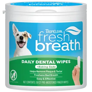 TropiClean Fresh Breath Finger Dental Wipes for Pets