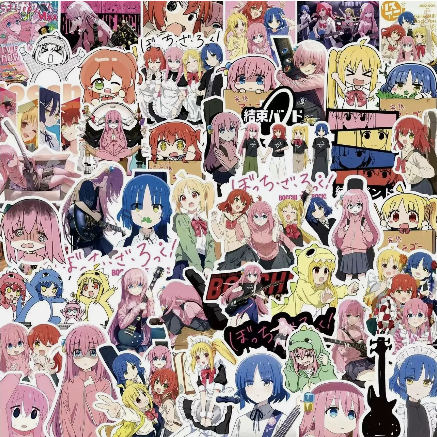 75PCS Bocchi The Rock! Manga Anime Stickers Cute Girls Kawaii Decor DIY Phone Laptop Guitar Skateboard Cup Book