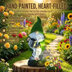 Outdoor Solar Gnome for Garden – 11" Spring Gnome with LED Light – Funny Decoration for Grandmother, Mom – For Home, Yard, Patio – Solar Lantern Statue – Great Birthday Gift