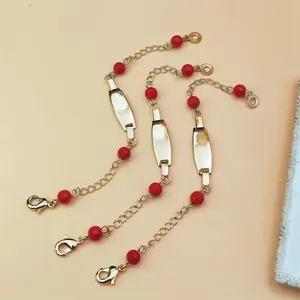 Children's blank curved brand red bead bracelet simple agate temperament versatile niche jewelry