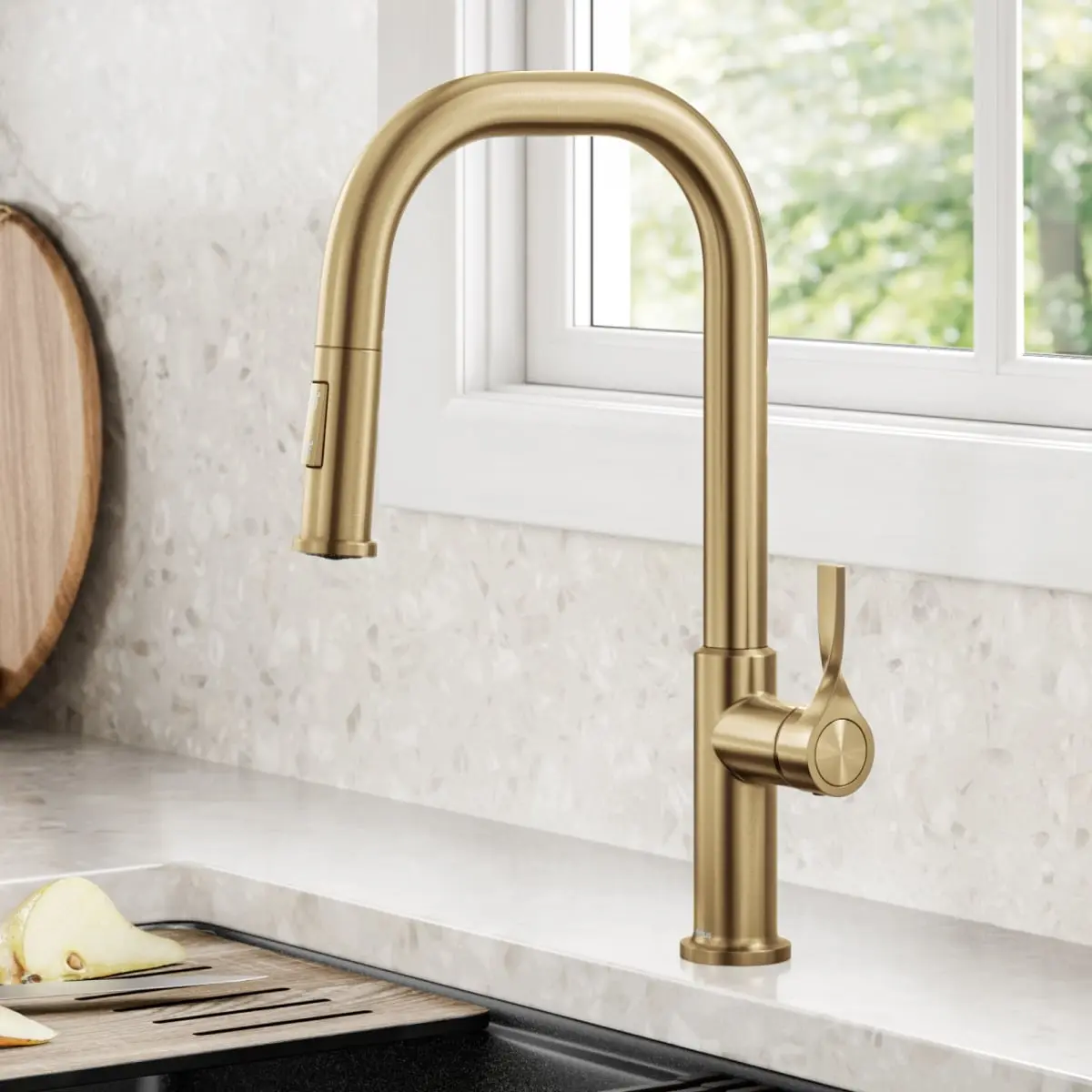 Kraus KPF-2841SFBB Torak 2-Function Single Handle Pull Down Kitchen Faucet in Spot-Free Brushed Brass