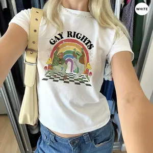 Gay Rights Do Crime Baby Tee, Gay Frog Meme Crop Tee, LGBT Pride Month Outfit, Women Y2K Top