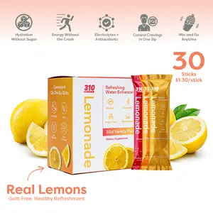 310 Lemonade Refreshing Water Enhancer - Sugar Free With Real Lemon Crystals - 30 Servings - Energy Beverage - Hydration  Electrolyte Balance - On-the-Clearance Sale