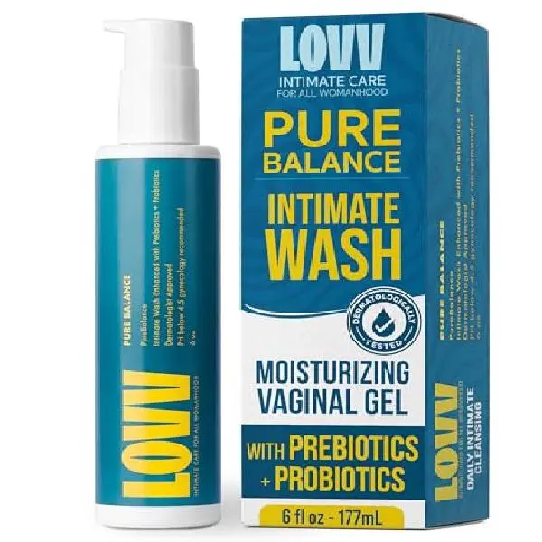 LOVV PureBalance pH Balanced Feminine Body Wash |6 Oz| Daily Vaginal Cleanser with Hyaluronic Acid Probiotics Prebiotics Lactic Acid Feminine Wash for Intimate Area Hygiene Healthy Detox for Women