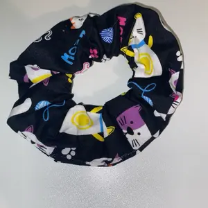 Handmade Polyester Scrunchie with Dog and Cat Patterned Design