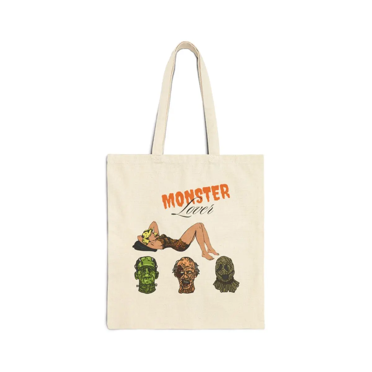 Monster Lover ~ Halloween Pinup Pin-up Cotton Canvas Tote Bag