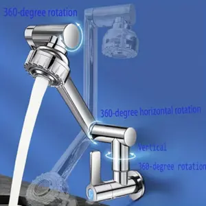 Luxury Wall-Mounted Rotating Arm Faucet, Bathroom Sink Faucet, Silver Color/ Plated, Multi-Function Adjustment, Durable Abs Material, Easy Single Hole Installation