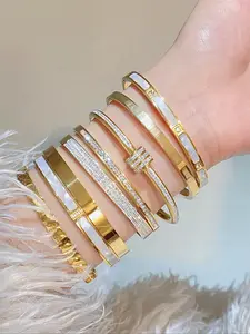 Rhinestone Decorated Bangle, Fashionable Jewelry for Women & Men for Party, Daily Clothing Decor, Trendy All-match & Exquisite Jewelry for Birthday Gift, Elegant Minimalist Bangle