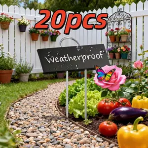 [20-Piece Heavy-Duty Set]Black Metal Plant Tags Rust-Resistant Aluminum Waterproof Writeable Garden Markers With Hanging Rings For Greenhouse Herb & Vegetable Identification Essential For Outdoor Garden & Container Planting Durable Nursery & Farm Tools