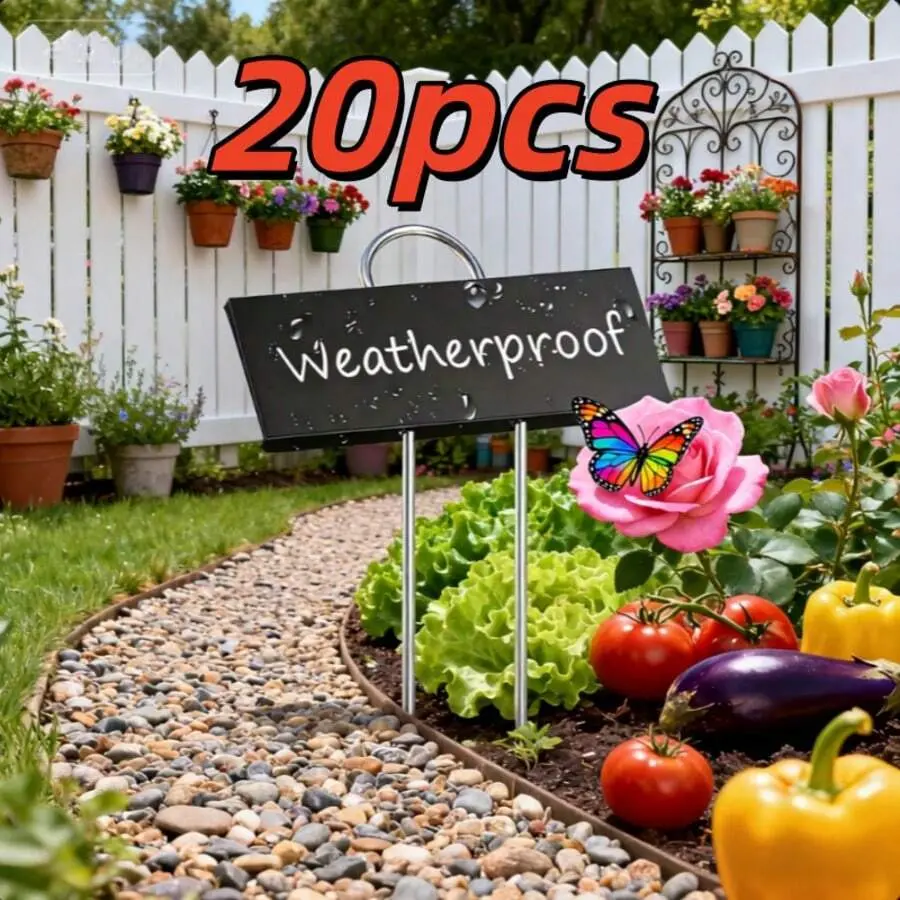 20pcs Heavy-Duty Aluminum Garden Markers with Hanging Rings, Rust-Resistant Waterproof Writeable Tags for Outdoor Greenhouse, Herb Planting (Home Supplies)