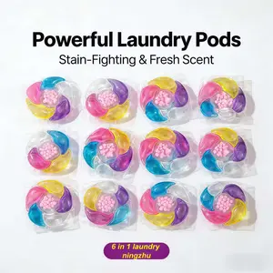 Six-In-One Laundry Pods, Pack of 10/30/50 Pieces, Deep Cleaning Stain Removal, Long-Lasting Scent, Liquid Detergent, Aromatic Beads, Laundry Scent Booster