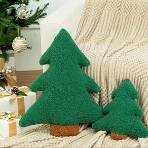 Green Christmas Gift Basket Tree Pillow for Home and Wall Decor