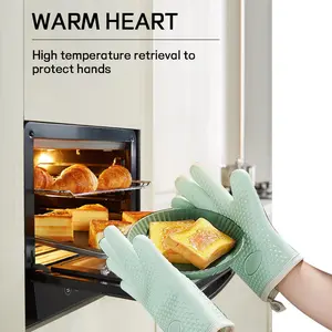 Heat-Resistant Silicone Oven Mitts Up to 350℃ Non-Slip Waterproof Baby-Grade Material for Microwave & Steamer Safe Cooking Tools Bakeware Kitchen - Cover latex  gloves