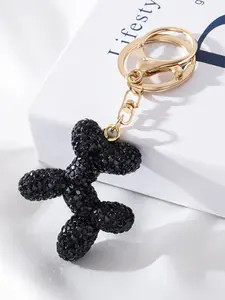 Handmade Resin Keychain Couple Diamond Balloon Dog Design, Detachable Luxury Women's Keyring, Elegant Simple Style, Holiday Gift Valentine's Day,lovers, All Ages