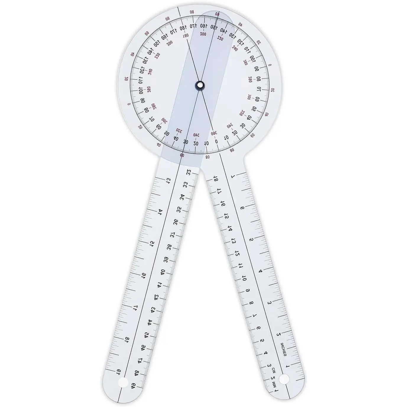 Goniometer 12 inch 360 Clear Protractor Physical , for  Range of Motion Measurement Angle Ruler and Protractors Bulk for Classroom