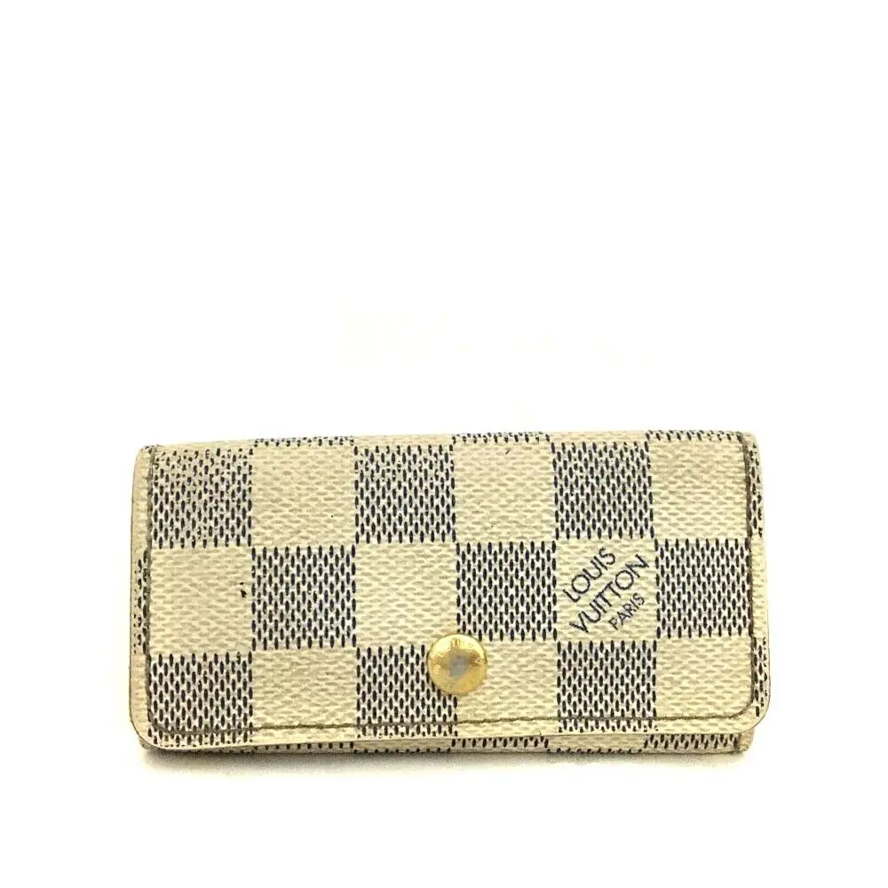 Pre-owned Louis Vuitton canvas Small Leather Goods Damier Azur Multicles 4 Ring Key Case CT 4089