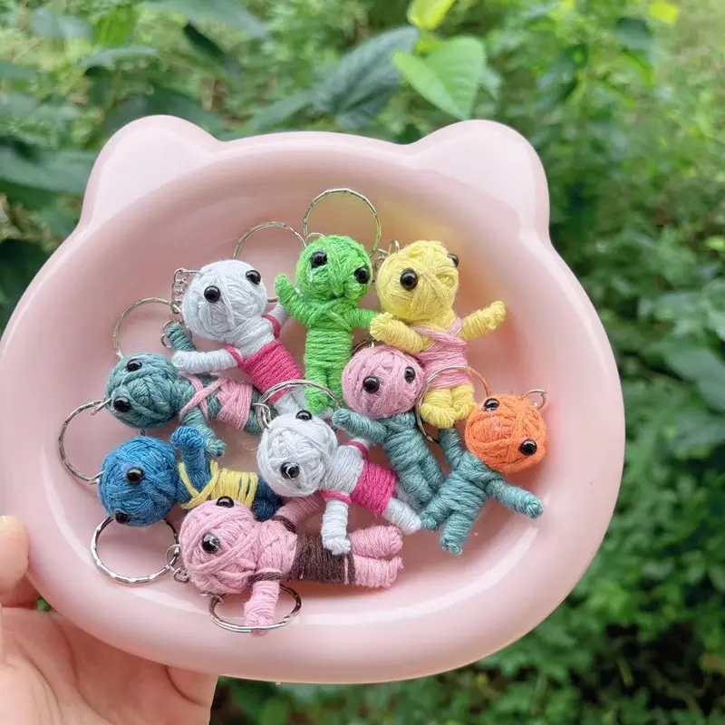 10pcs Magic Mini Voodoo Accessories Dolls Keychain for Witchcraft Keyrings Handmade Needle Plush Toys Party Gifts Favors