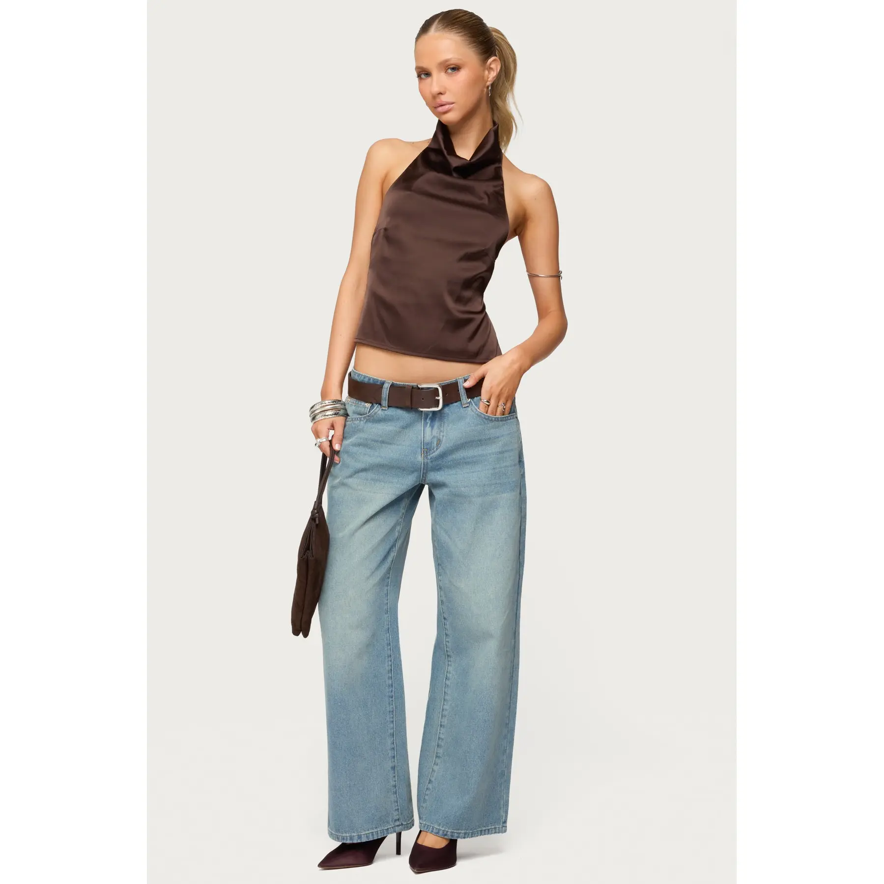 Petite Raelynn Washed Low Rise Baggy Jeans