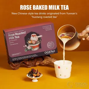 Rose/Osmanthus Baked Milk Tea 1 Carton 6 Drinks With Red Dates, Rock Sugar, Longan, Goji Berry, New Zealand Milk, Golden Needle Black Tea