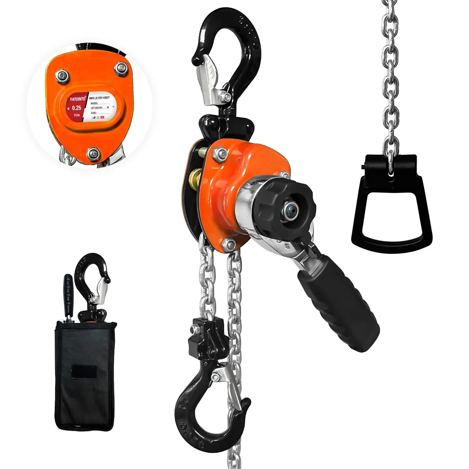 Manual Mini Lever Chain Hoist 1/4 Ton 550LBS 5FT Lever Bolck Chain Puller Come Along Winch Alloy Steel G80 Chain Ratchet with 2 Duty Hooks Portable Smooth for Factory Garages and Open-Air