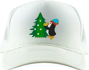 Penguin With Christmas Tree Foam Trucker Hat