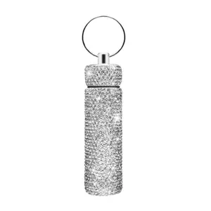 Elegant Rhinestone Pill Case Keychain for Stylish Health Management