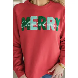 Merry Christmas Patch Sweatshirt in Red