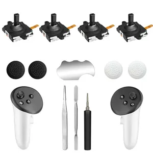 Joystick Replacement Kit for Oculus Quest 3 Controller/ Meta Quest 3 Controller(13 in one), Meta Quest 3 Controller Accessories, Include 4 Joysticks, T5 Screwdriver, Tweezer, Pry Tool, 4 Thumbgrip Cap (Black-13-in-1)