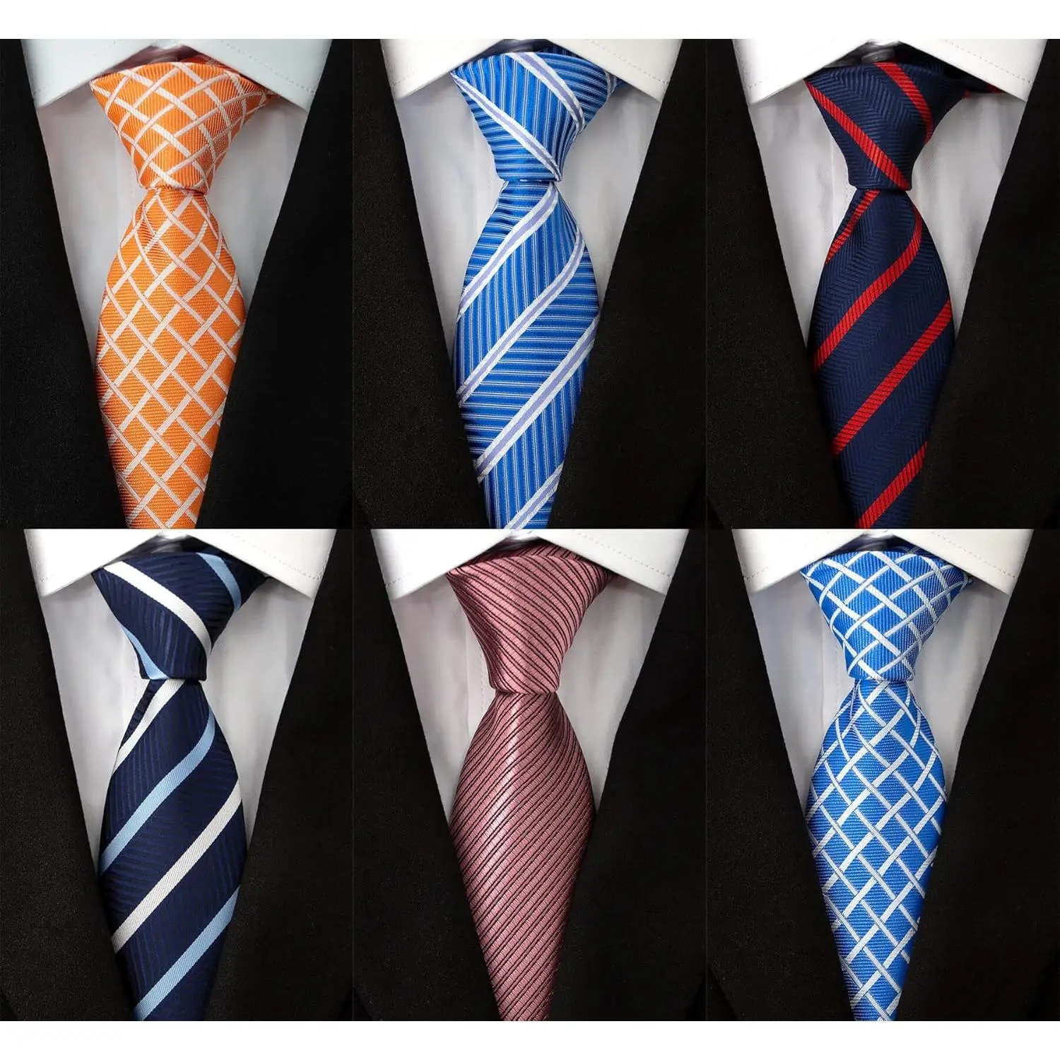 Men's Silk Neckties 6-Piece Set, Classic Jacquard Stripe Collection, Soft & Comfortable for Formal Business & Wedding Wear, 6-Piece Set Neckties, Soft Keeps Neckwear Comfortable, Elegant For Business Days