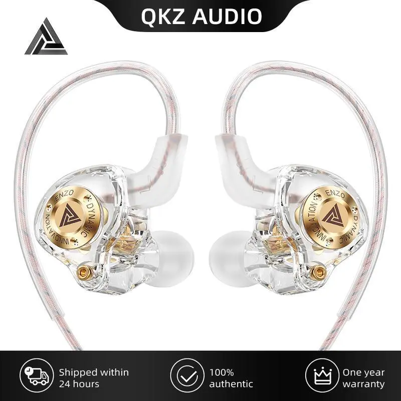 QKZ ENZO 2025 HiFi Wired IEM Earphones - In-Ear ANC Noise Reduction Earbuds with Mic, 8D Stereo, Bass-Boosted Sound, Water Resistance for Sports, Active Noise Cancellation Headphones