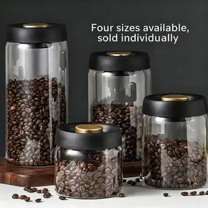 Coffee Bean Storage Jar, 1 Box Glass Vacuum Sealed Storage Container with Lid, Waterproof Coffee Bean Storage Jar for Home Kitchen, Utensils, Coffee Storage Canisters