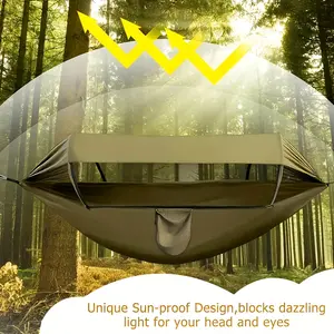 3-in-1 Double Camping Hammock with Mosquito Net and Sunshade Canopy or without Sunshade Canopy,Lightweight Outdoor Travel Backpack and Hammock for Park Use, Polyester Fabric Hammock, Portable Travel Hammock