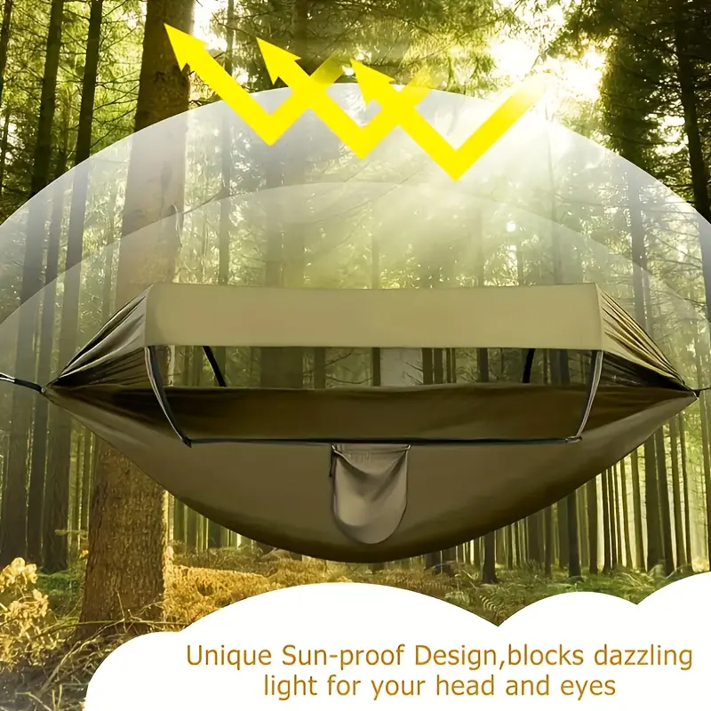 3-in-1 Double Camping Hammock with Mosquito Net and Sunshade Canopy or without Sunshade Canopy,Lightweight Outdoor Travel Backpack and Hammock for Park Use, Polyester Fabric Hammock, Portable Travel Hammock